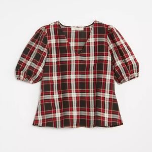 Plaid Puff Sleeve Top